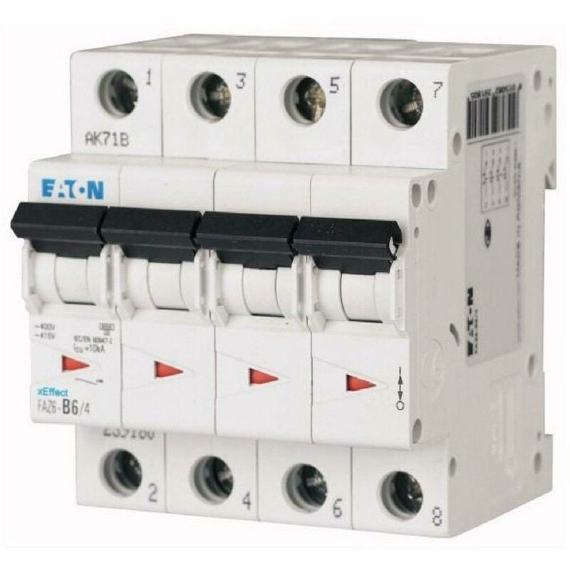 foto del prodotto moeller faz6 c25 4 interruttore magnetotermico modulare 6ka 4p c 25a 239220