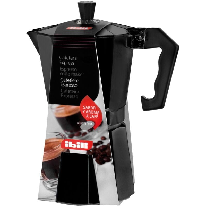 foto del prodotto moka express bahia nera, 1 tazza, 50 ml, alluminio ibili