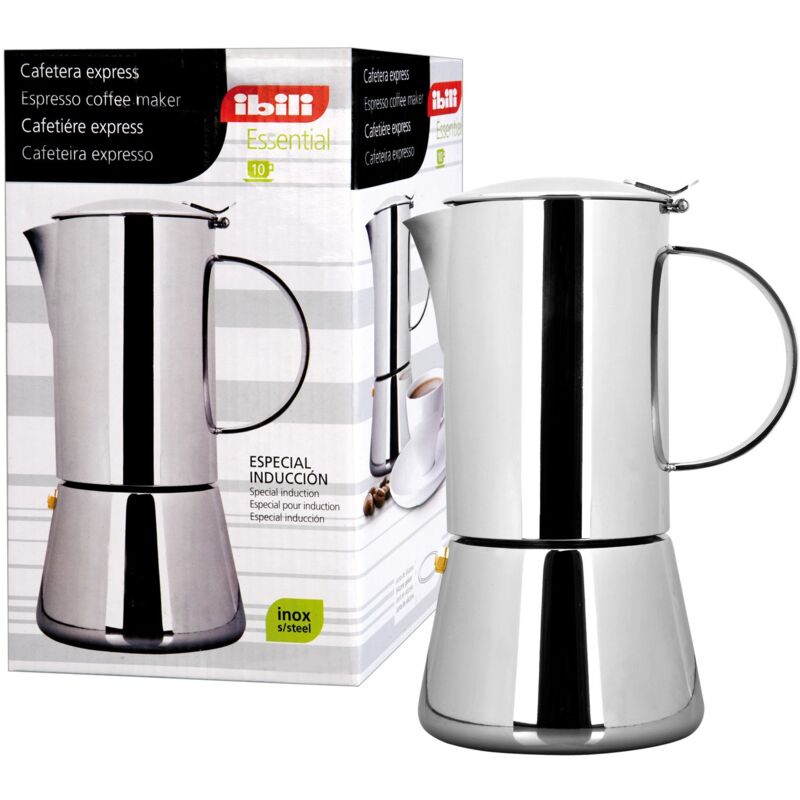 foto del prodotto moka express essential, 10 tazze, 500 ml, acciaio inossidabile, adatta per l induzione ibili