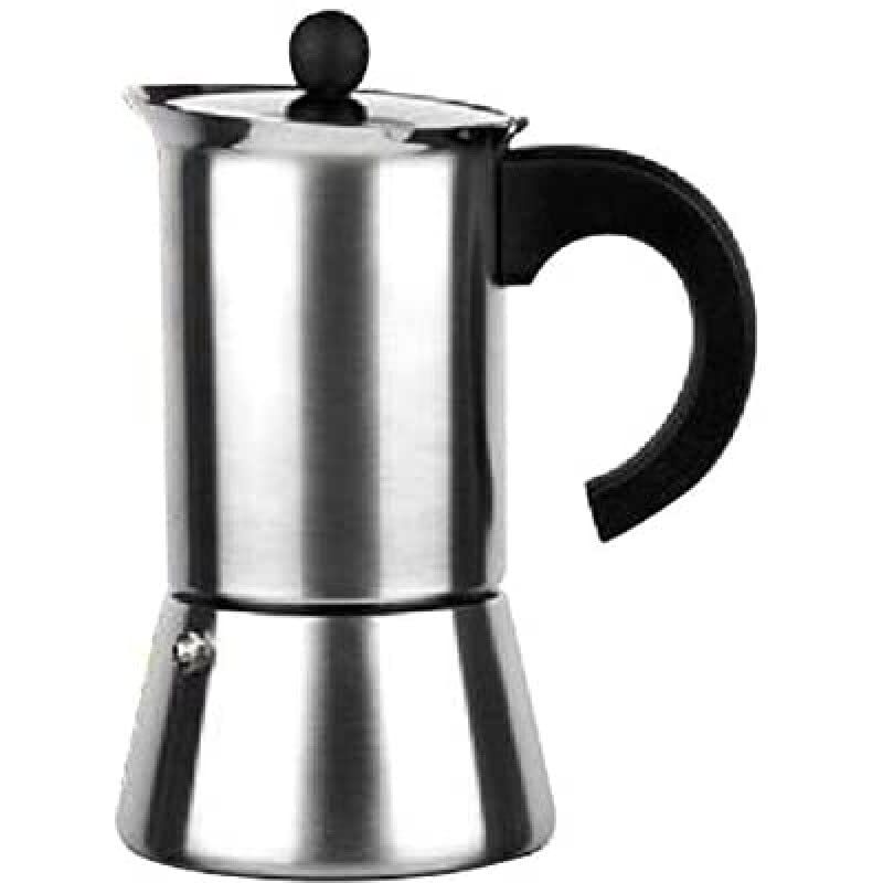 foto del prodotto moka express indubasic, 4 tazze, 185 ml, acciaio inossidabile, adatta per l induzione ibili