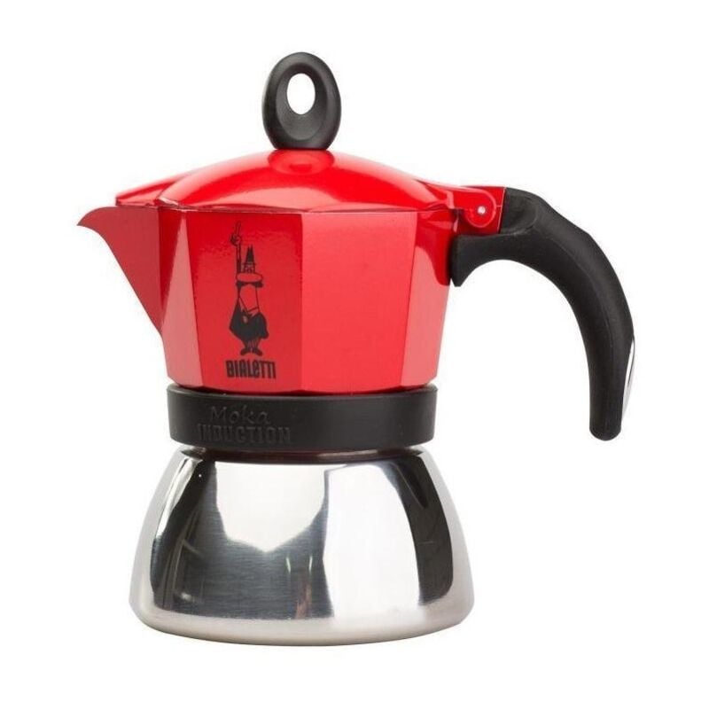 foto del prodotto moka induction 0006942 moka 0.1 l 2 tazze induction mocha rosso argento bialetti