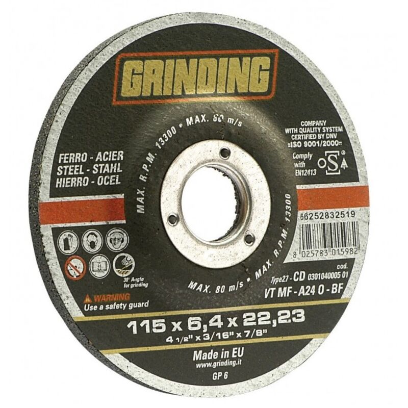 foto del prodotto mola abrasiva da sbavo per materiali ferrosi e profilati pieni - 115 x 6.4 mm