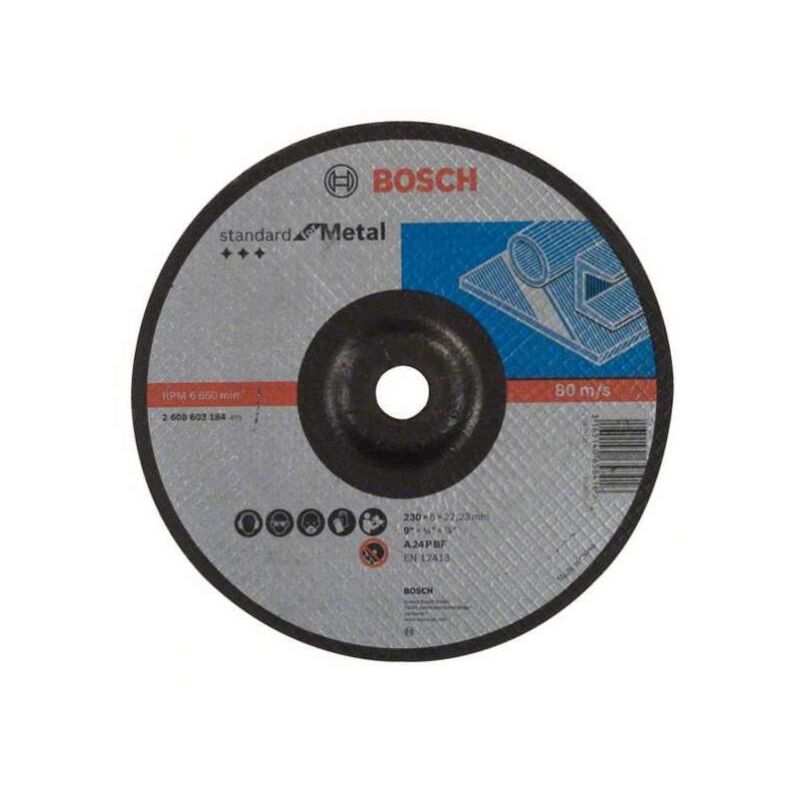 foto del prodotto mola da sbavo a centro depresso 230x6 mm standard for metal a 24 p bf bosch 2608603184