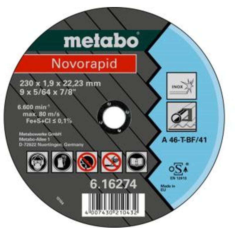 foto del prodotto mola x troncare inox novorapid 115x1,0x22,23 mm