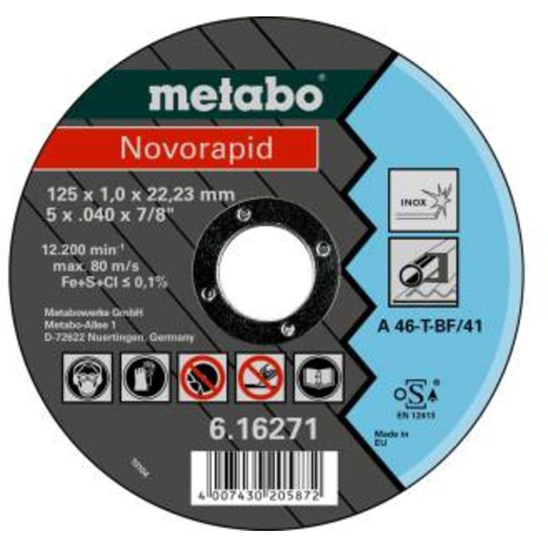 foto del prodotto mola x troncare inox novorapid 125x1,0x22,23 mm