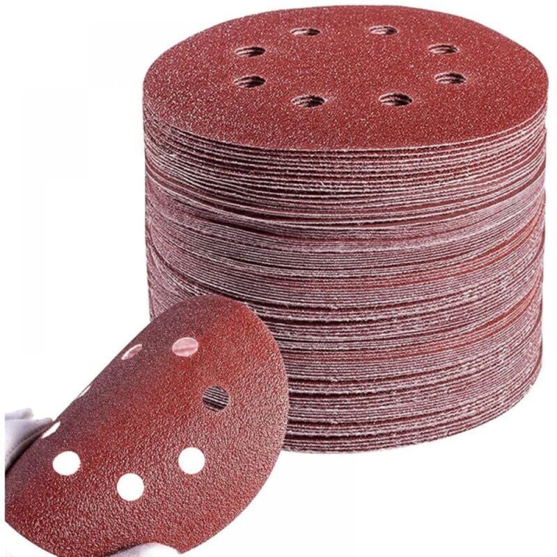 foto del prodotto mole abrasive rotonde da 125 mm 100 unit al secondo , 60, 80, 100, 120 e 240 mm, 8 fori