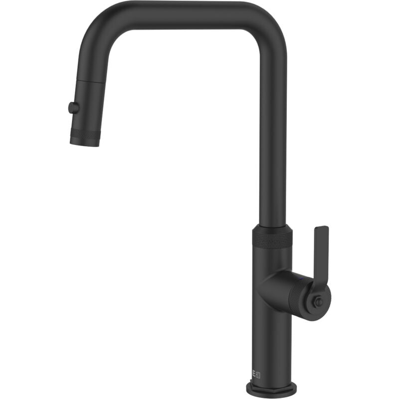 foto del prodotto molette miscelatore per lavabo con doccetta estraibile in nero opaco essebagno