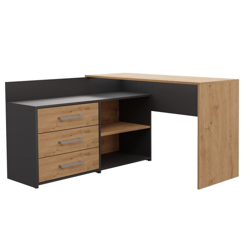 immagine 0 del prodotto moline scrivania ad angolo con contenitore 3 cassetti 2 ripiani 120x50x76 cm scrivania per computer