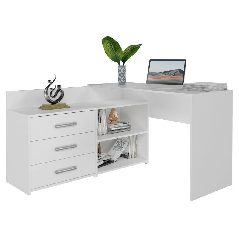 foto del prodotto moline scrivania angolare con contenitore 3 cassetti 2 ripiani 120x50x76 cm scrivania per computer