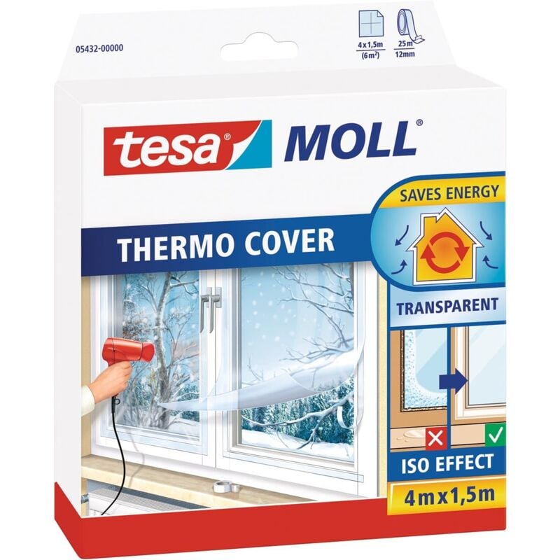 foto del prodotto moll thermo cover window pellicola isolante per finestre isolante termico trasparente per le finestre include nastro biadesivo per una facile
