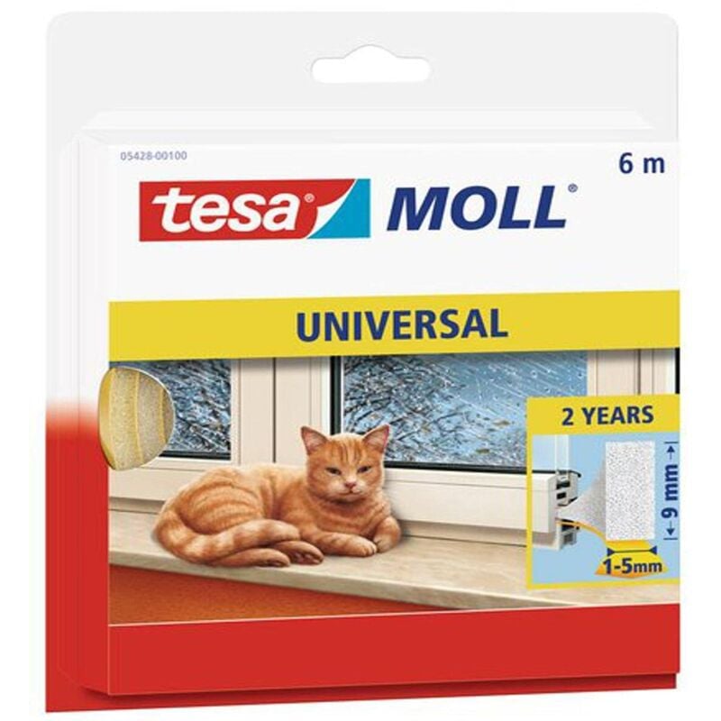 foto del prodotto moll universal guarnizione adesiva in schiuma per l isolamento termico di finestre e porte bianco, 6 m x 9 mm x 4 mm tesa