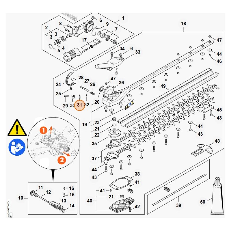 foto del prodotto molla con gancio tagliasiepi modelli hla135 originale stihl 42431824501
