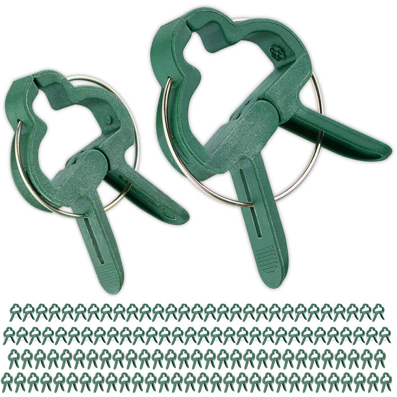 foto del prodotto mollette per orchidee, set da 120, clip per piante rampicanti, 2 misure, ganci in plastica per pomodori, verde relaxdays