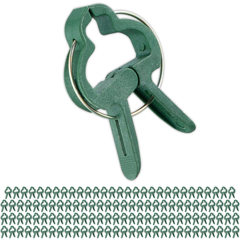 foto del prodotto mollette per orchidee, set da 120, clip per piante rampicanti, lxp 3 x 4 cm, ganci a pinza per pomodori, verde relaxdays