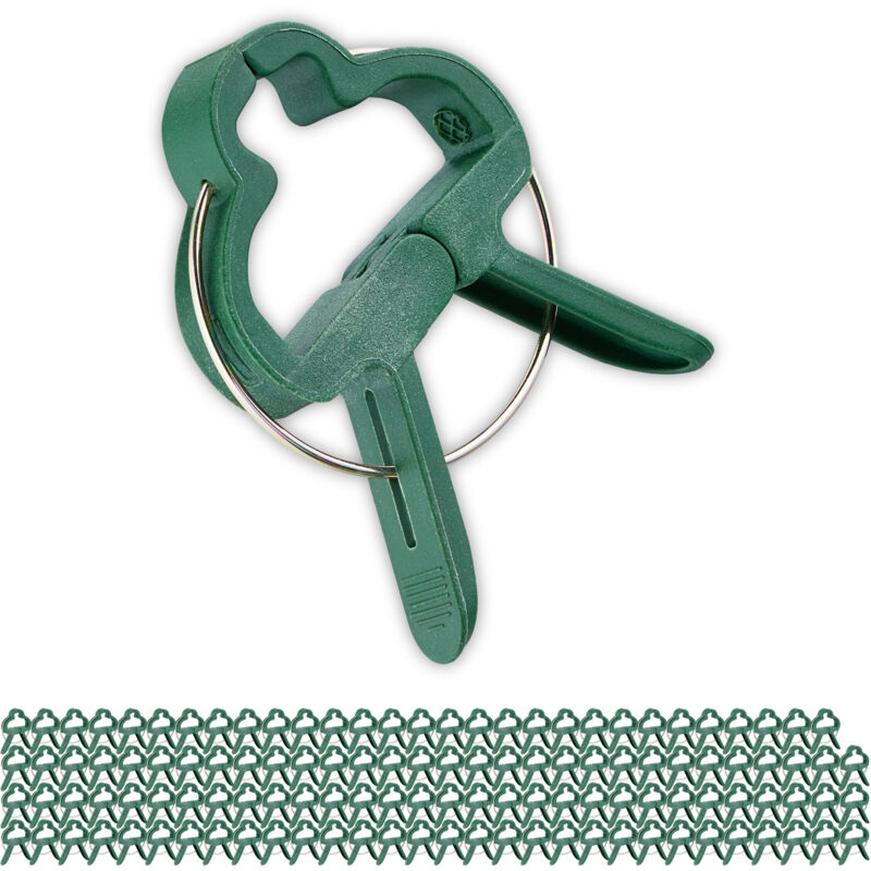 foto del prodotto mollette per orchidee, set da 120, clip per piante rampicanti, lxp 4,5x6 cm, ganci a pinza per pomodori, verde relaxdays