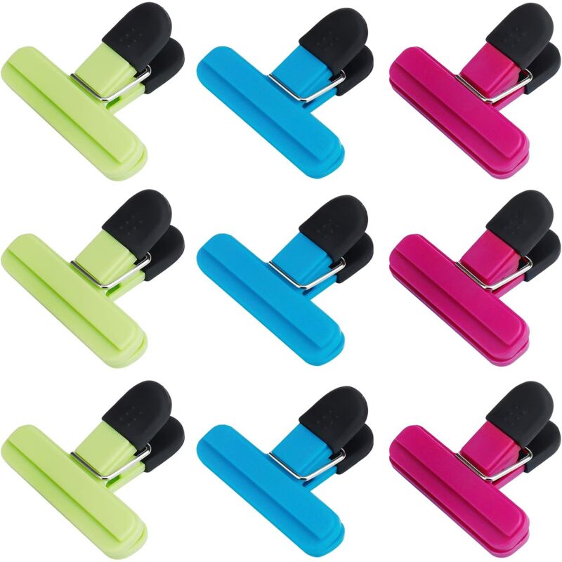 foto del prodotto mollette per sacchetti alimentari, 9 pezzi, mollette per bucato, clip di chiusura in plastica, clip di chiusura per sacchetti, clip di chiusura
