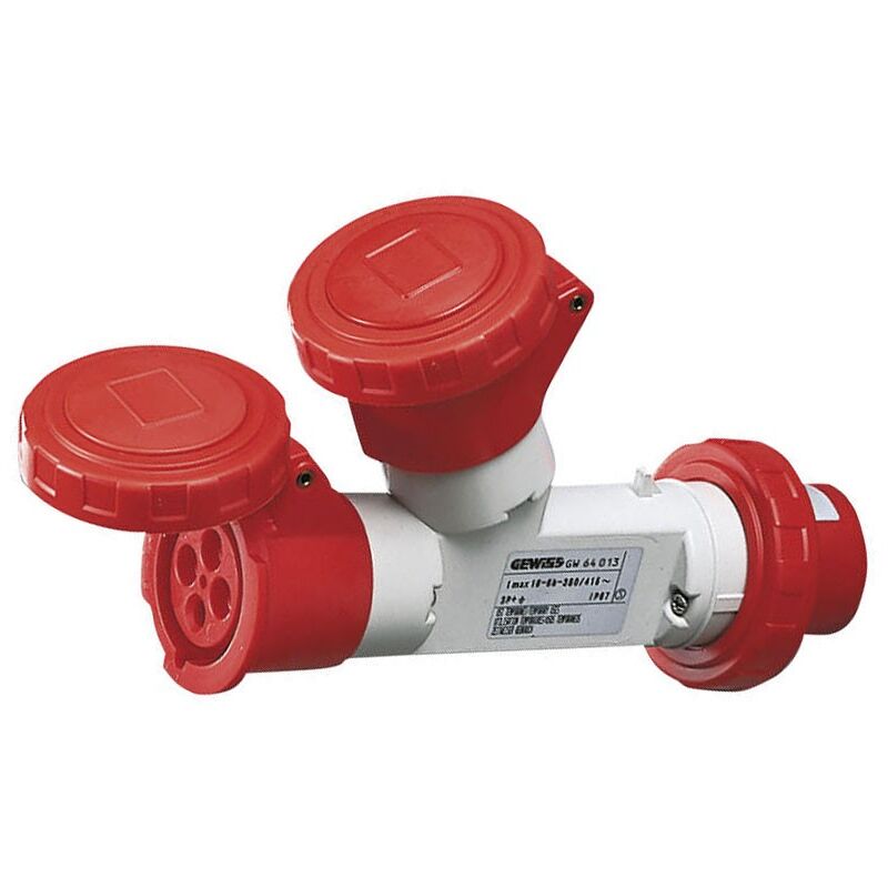 foto del prodotto moltiplicatore gewiss doppio 3p t 16a 2 prese 16a rossa 400v gw64013