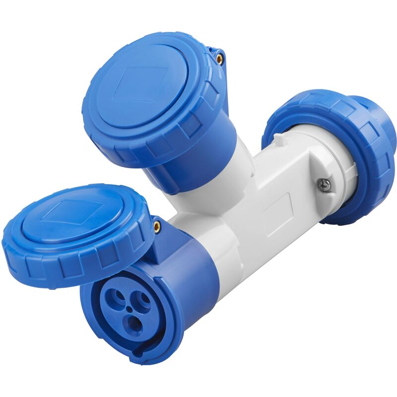 foto del prodotto moltiplicatore mobile 2 uscite ip67 1 spina 16a 2 prese 2p t 230v blu 50 60 hz