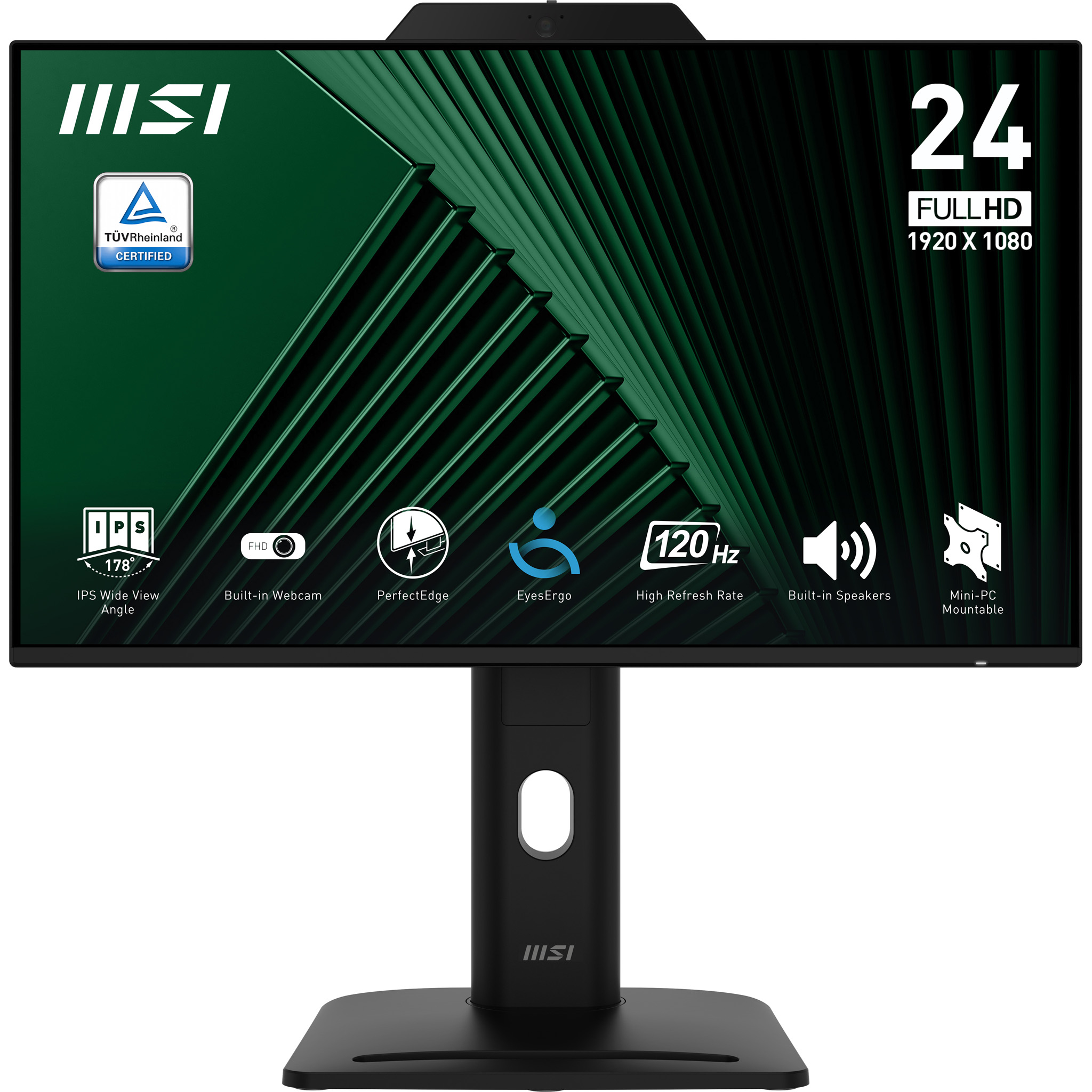 foto del prodotto mon 23,8ips fhd bk mm pvt dock web msi pro mp242pmg 1ms 120hz webcam