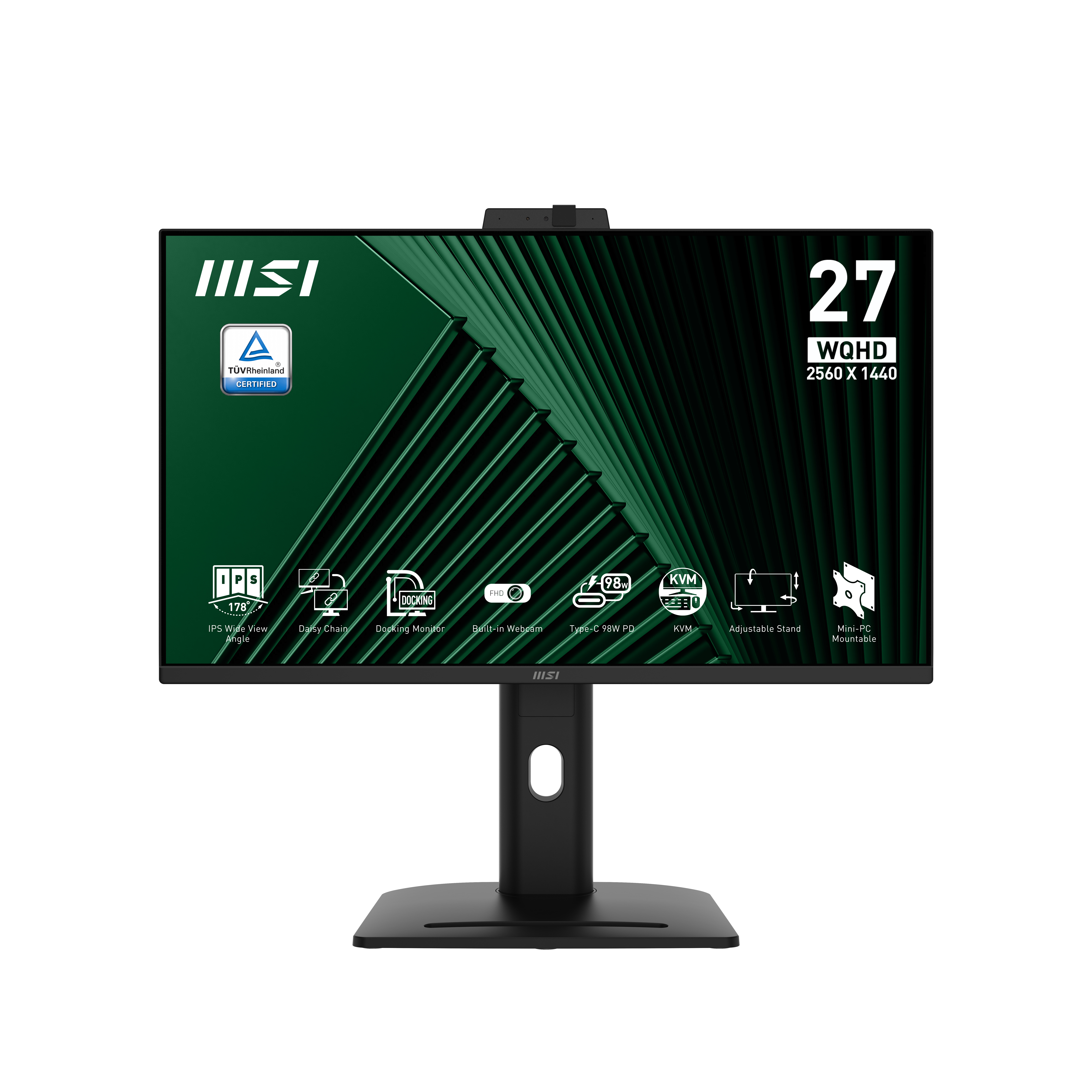 foto del prodotto mon 27ips wqhd bk mm pvt dock webc msi pro mp275qpdg 1ms 100hz webcam