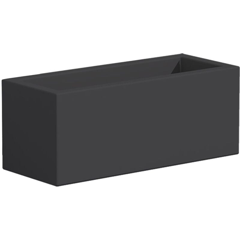 foto del prodotto monacis vaso cromia matera rettangolare per piante decorazione tinta unita in resina made in italy grigio vaso