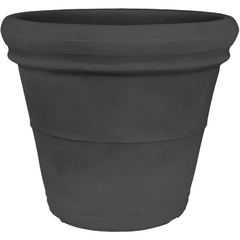 foto del prodotto monacis vaso doppiobordo liscio rotondo in resina decorazione per esterno made in italy 45 cm bronzo