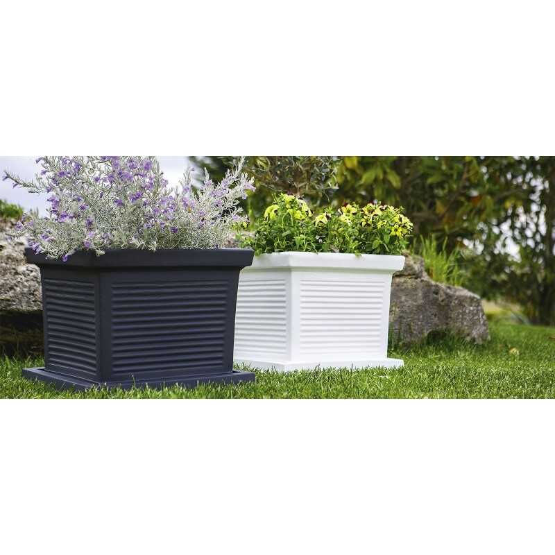 foto del prodotto monacis vaso in polimero quadro millerighe bianco cm 50 48x48x38h 