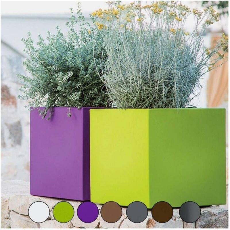 foto del prodotto monacis - vaso in resina quadrato 40x40 cm cube h 40 cm. vari colori - colore antracite