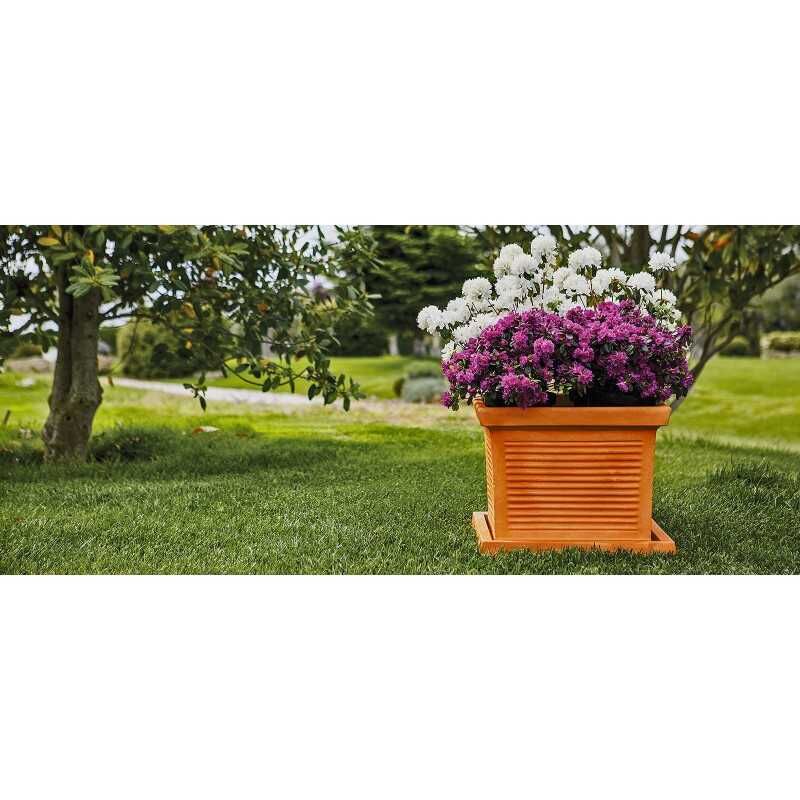 foto del prodotto monacis vaso quadro millerighe quadrato in resina decorazione per esterno made in italy quadro millerighe 50 terracotta