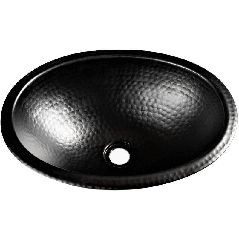 foto del prodotto monarch abode lavandino da bagno ovale martellato a mano nero opaco 19103 43,2 cm 
