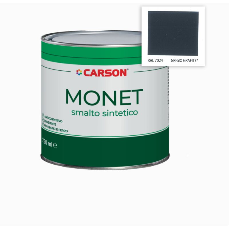 foto del prodotto monet smalto sintetico grigio grafite 7024 lt. 0,75 per legno e ferro brillante