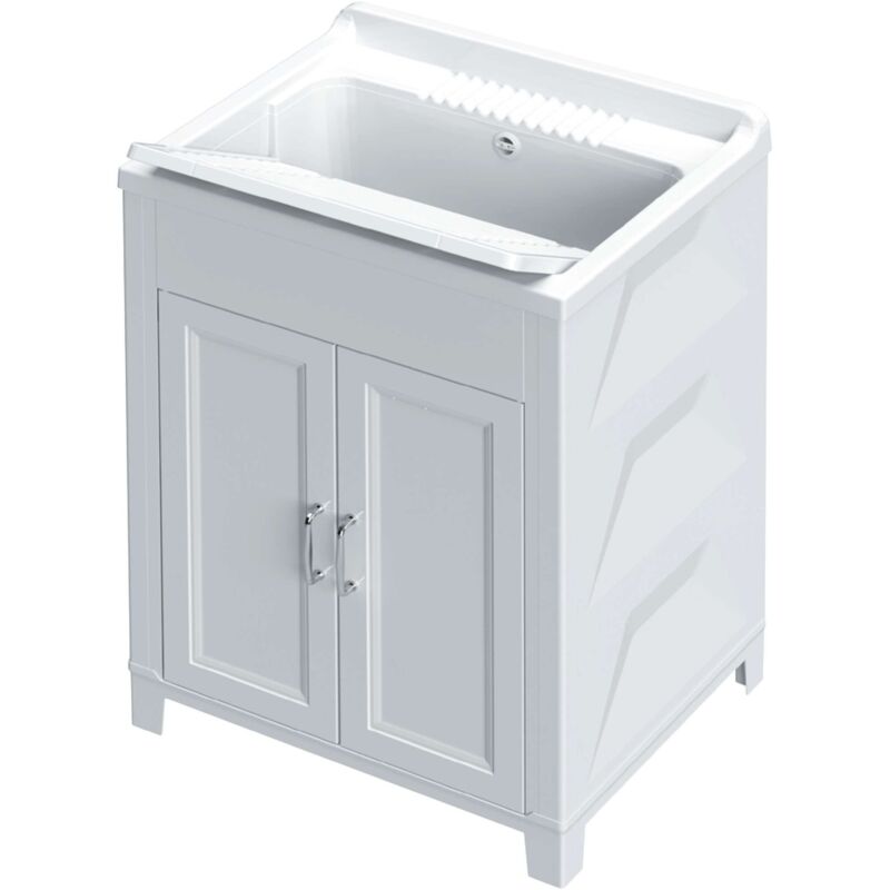 foto del prodotto mongardi - mobile lavatoio resina bianca 60x50x84 cm per esterno con lavabo integrato