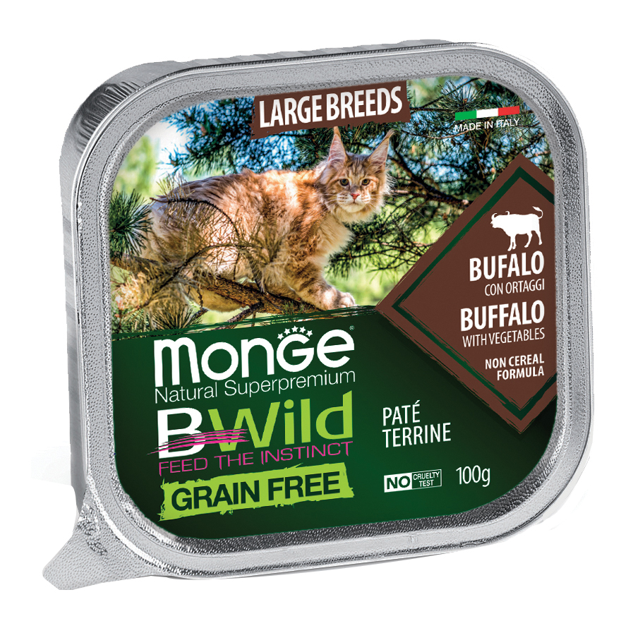 foto del prodotto monge bwild cat large breeds bufalo ortaggi 100 g