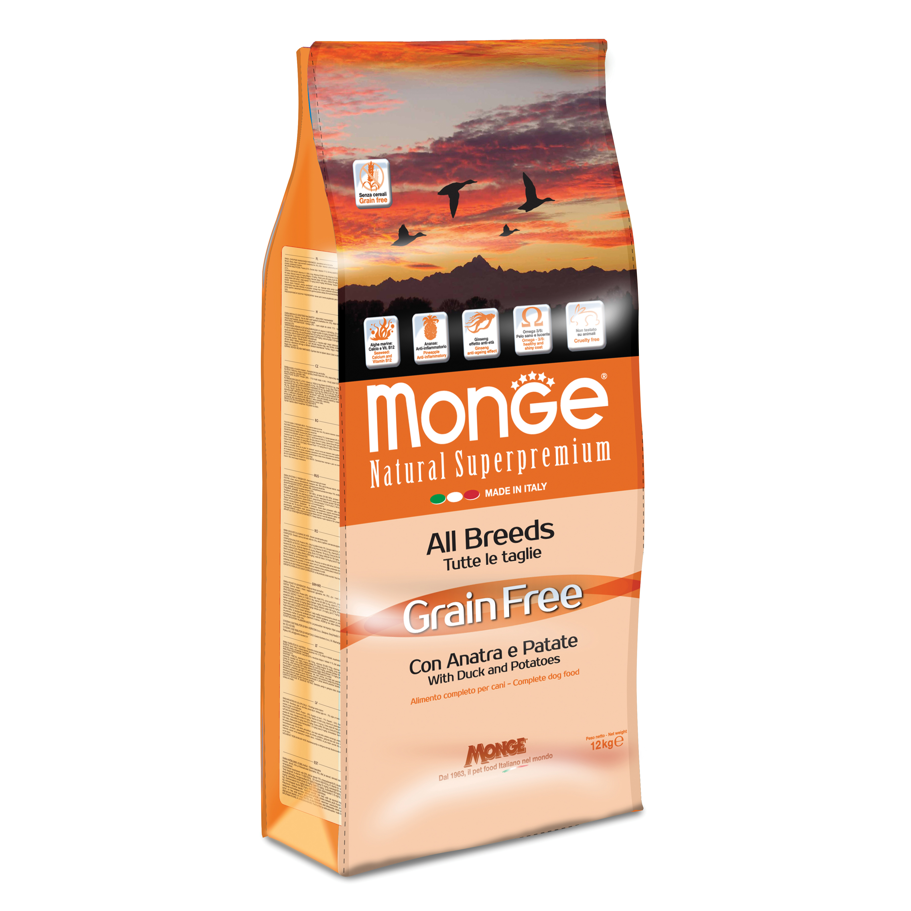 foto del prodotto monge cane bwild grain free adulto all breeds anatra amp patate 12 kg