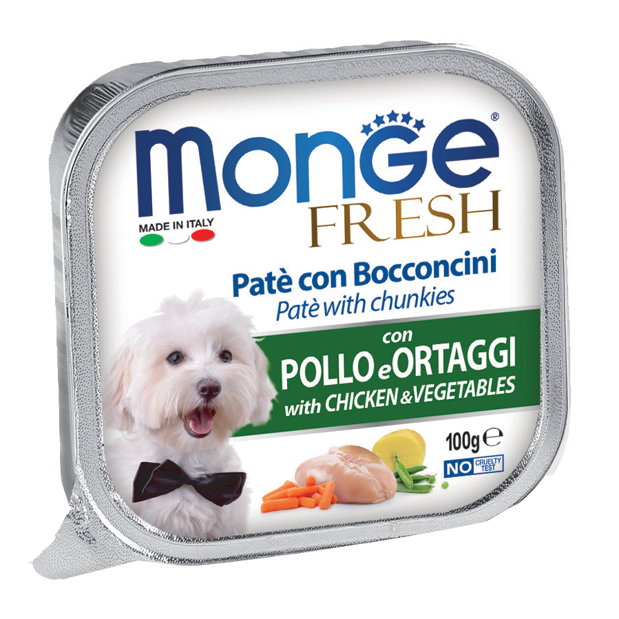 foto del prodotto monge cane fresh vaschetta adulto pollo amp verdure 100 gr