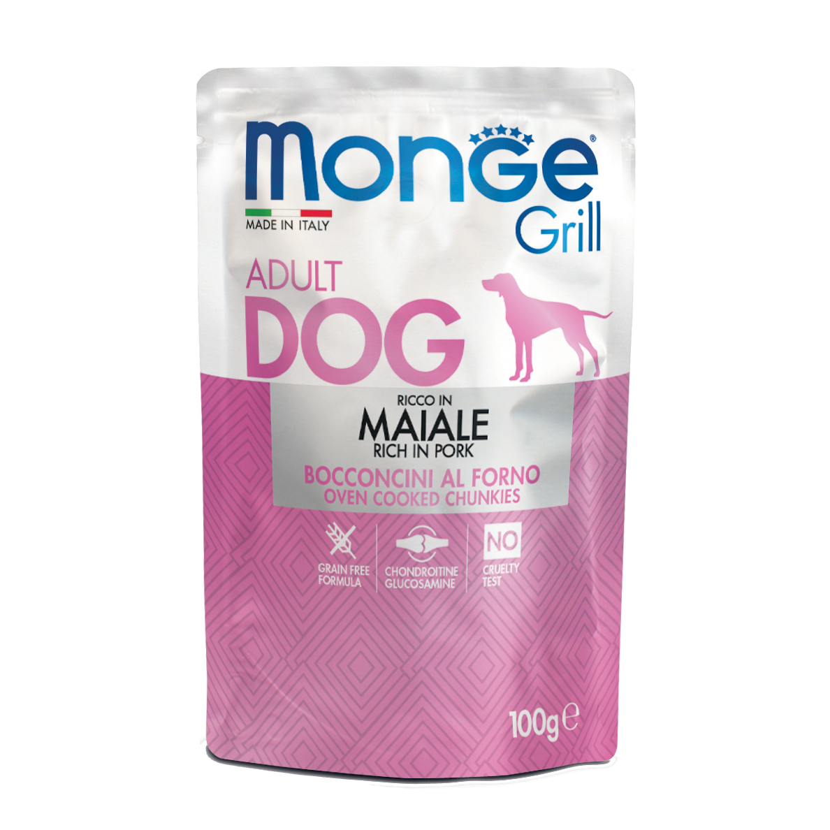 foto del prodotto monge cane grill busta adulto maiale 100 gr
