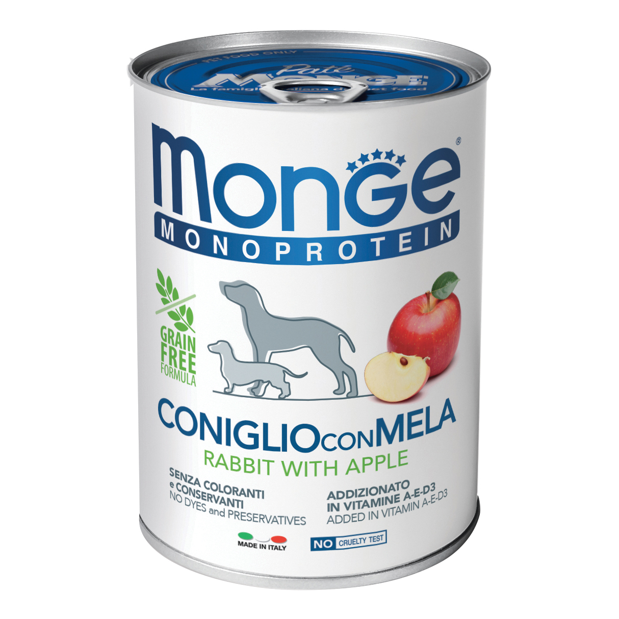 foto del prodotto monge cane monoprotein lattina adulto coniglio amp mela 400 gr