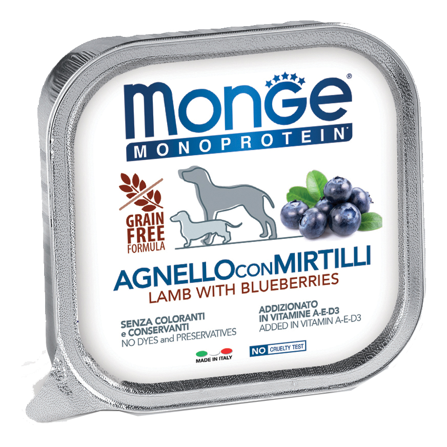 foto del prodotto monge cane monoprotein vaschetta adulto agnello amp mirtilli 150 gr