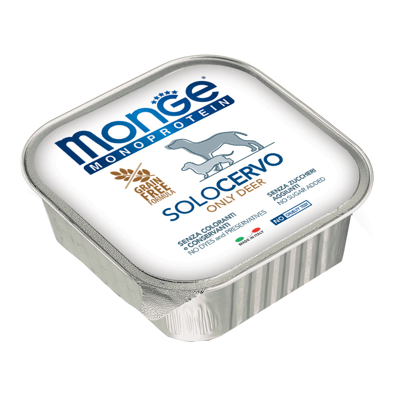 foto del prodotto monge cane monoprotein vaschetta adulto solo cervo 150 gr