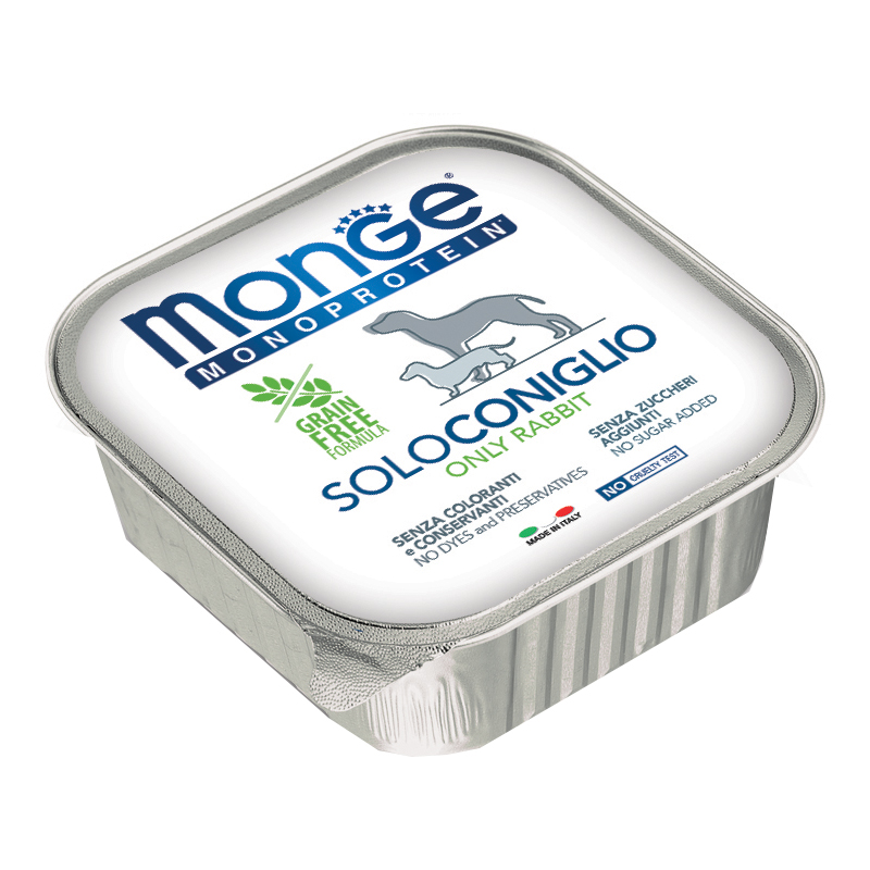 foto del prodotto monge cane monoprotein vaschetta adulto solo coniglio 150 gr