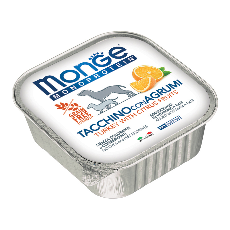 foto del prodotto monge cane monoprotein vaschetta adulto tacchino &amp; agrumi 150 gr