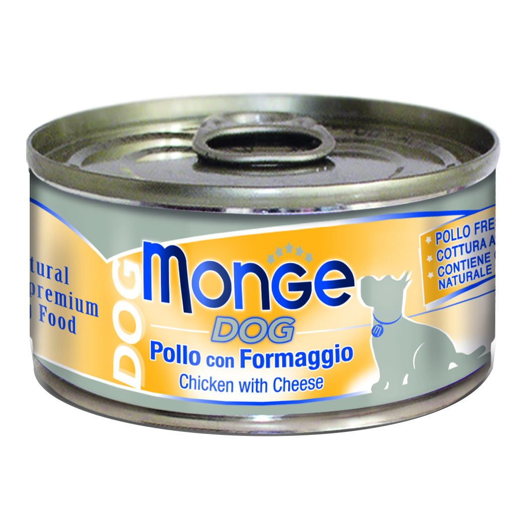 foto del prodotto monge cane natural lattina adulto pollo amp formaggio 95 gr