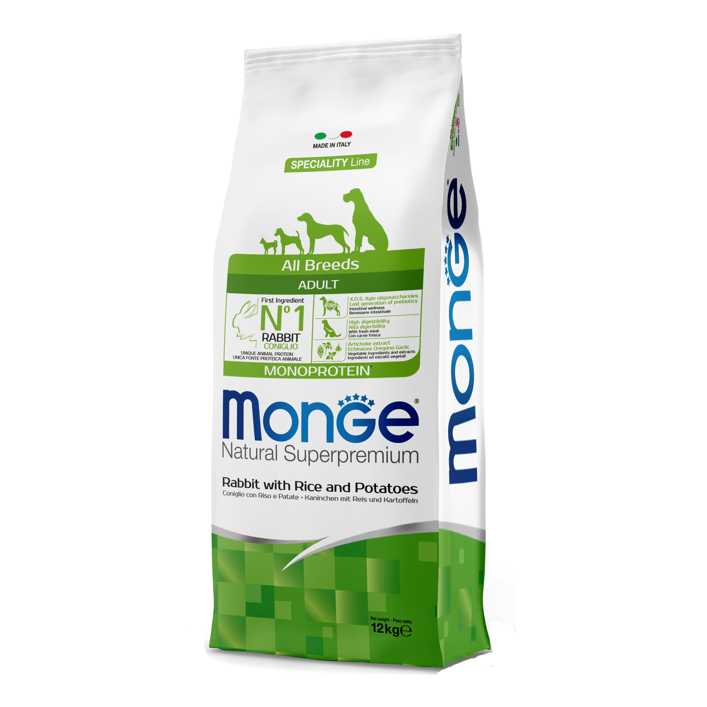 foto del prodotto monge cane natural superpremium adulto all breeds coniglio, riso &amp; patate 12 kg
