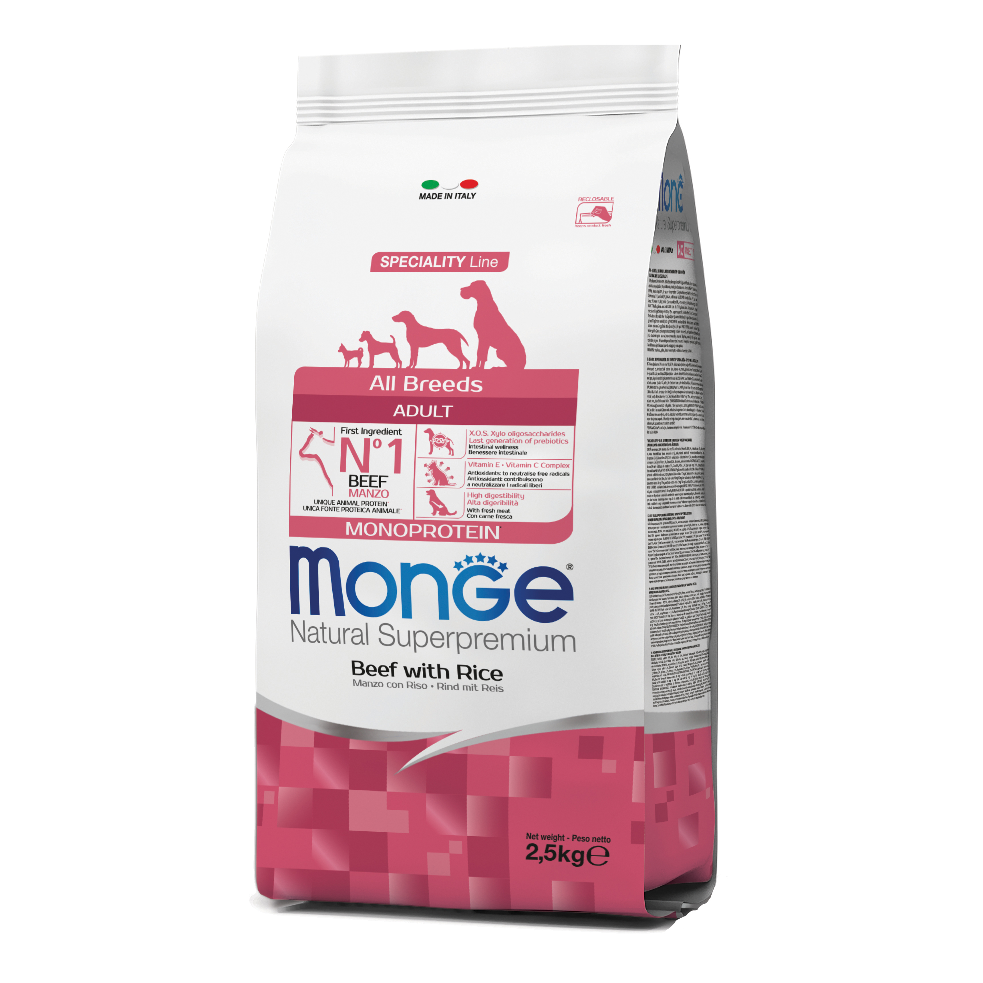 foto del prodotto monge cane natural superpremium adulto all breeds manzo amp riso 2,5 kg