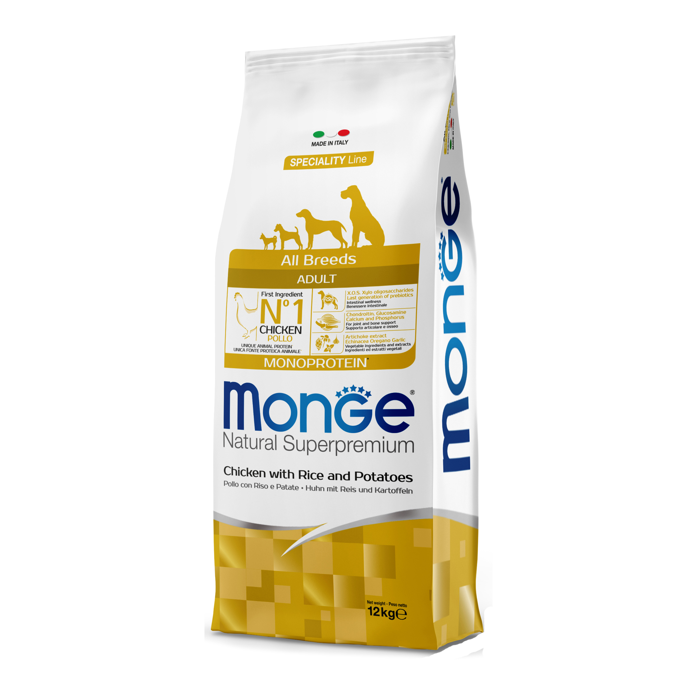 foto del prodotto monge cane natural superpremium adulto all breeds pollo, riso amp patate 12 kg