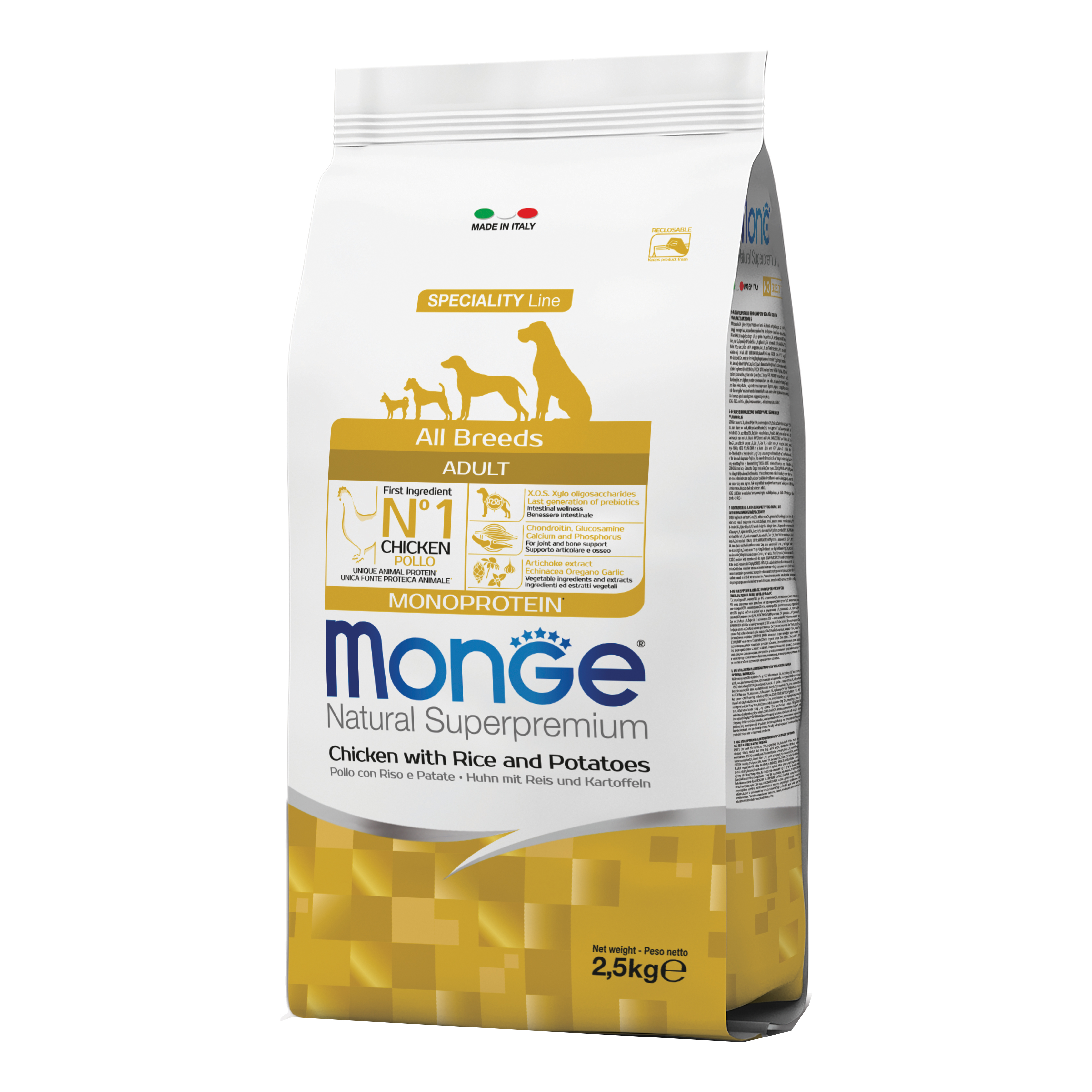 foto del prodotto monge cane natural superpremium adulto all breeds pollo, riso &amp; patate 2,5 kg