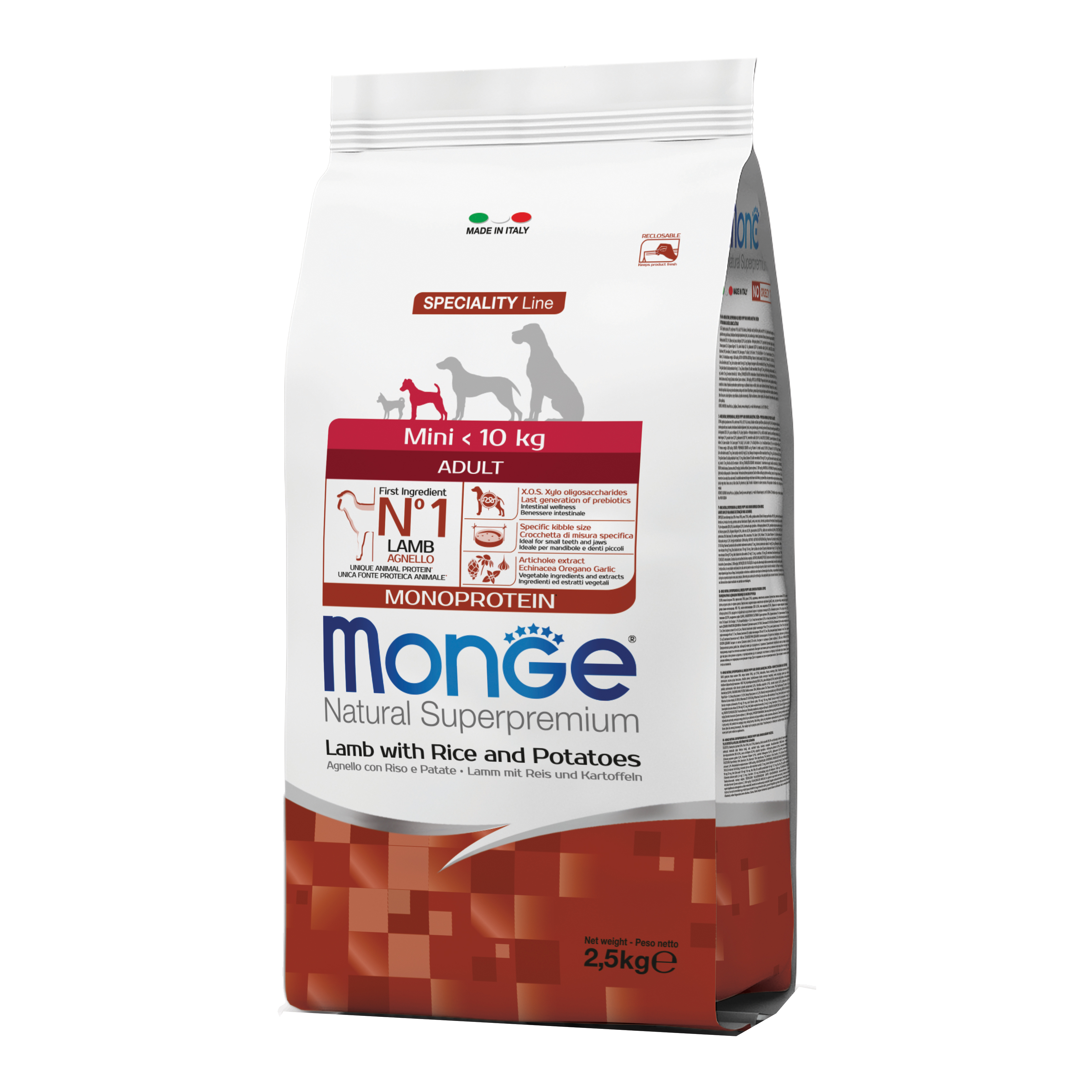 foto del prodotto monge cane natural superpremium adulto mini agnello, riso &amp; patate 2,5 kg