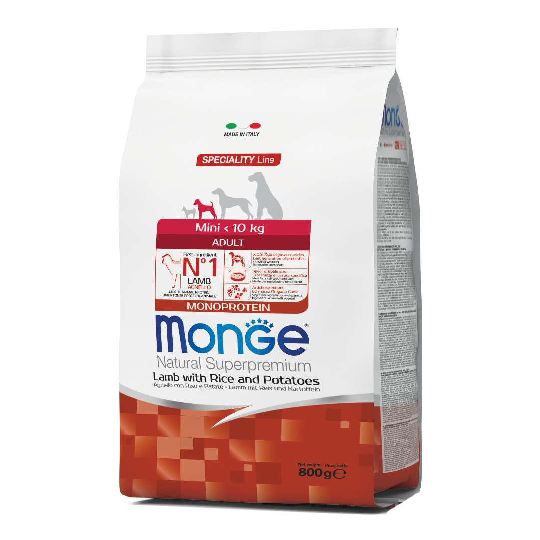 foto del prodotto monge cane natural superpremium adulto mini agnello, riso &amp; patate 800 gr
