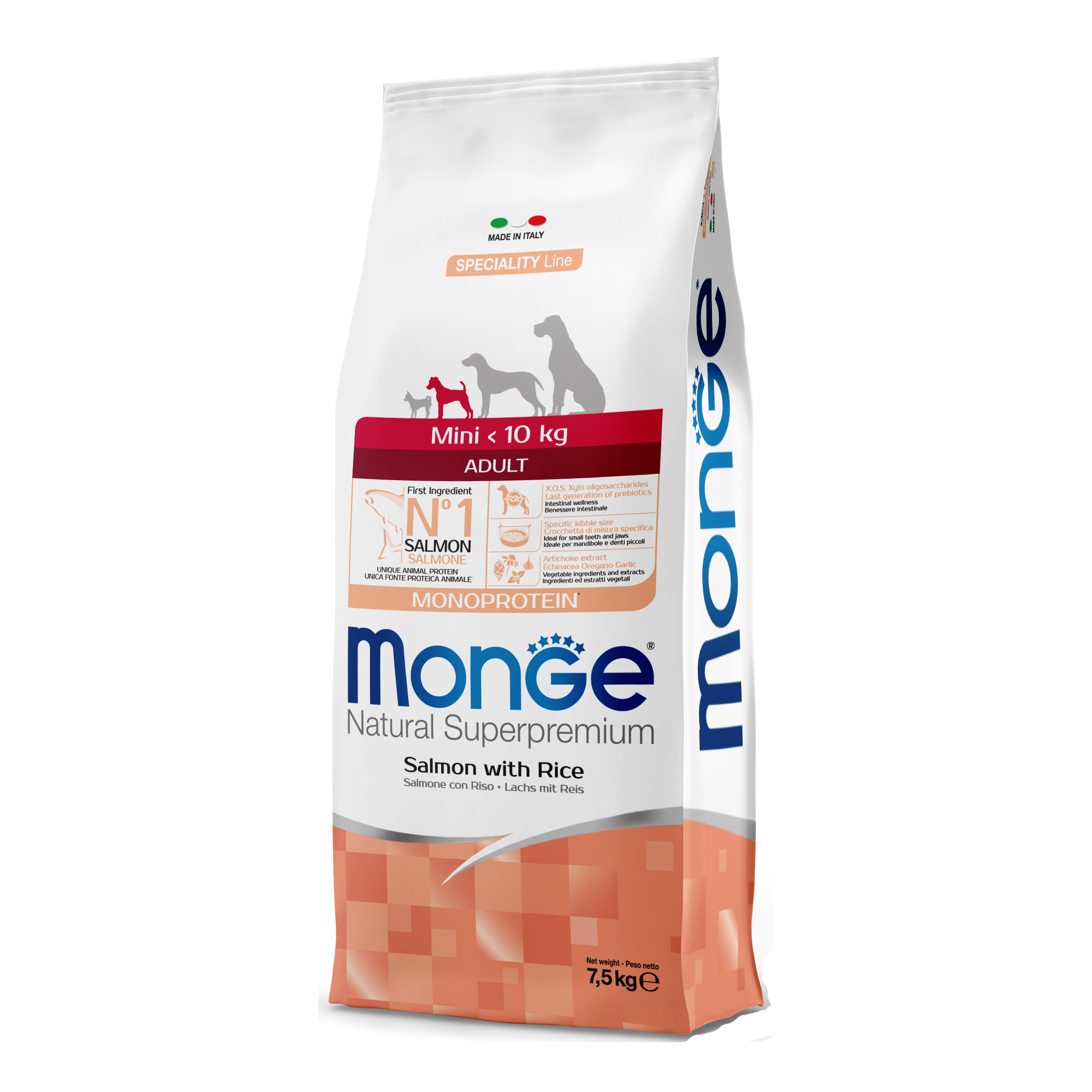 foto del prodotto monge cane natural superpremium adulto mini salmone amp riso 7,5 kg