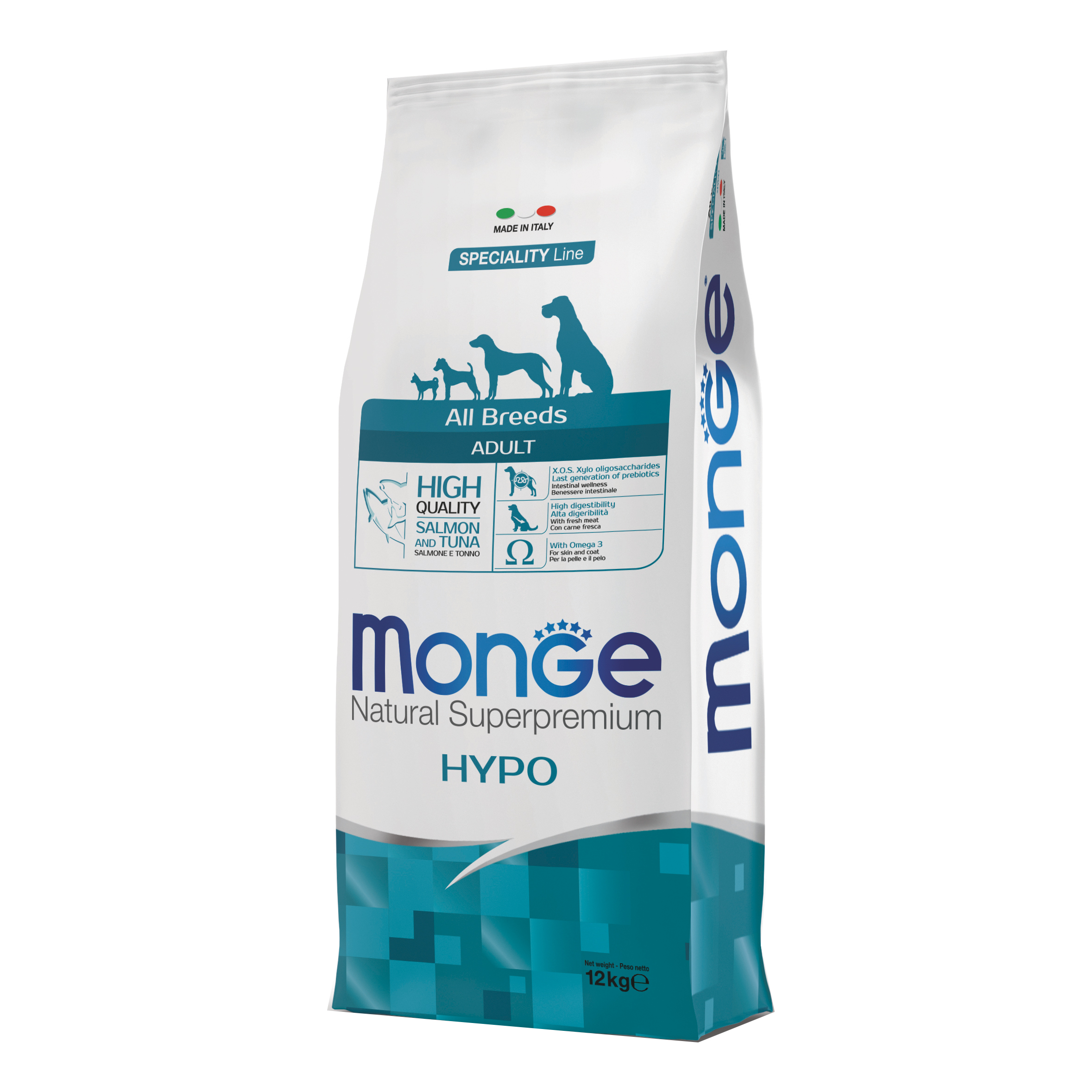 foto del prodotto monge cane natural superpremium hypoallergenic adulto all breeds salmone amp tonno 12 kg